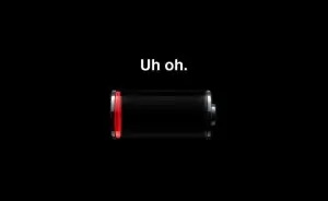 Empty battery icon on a black background