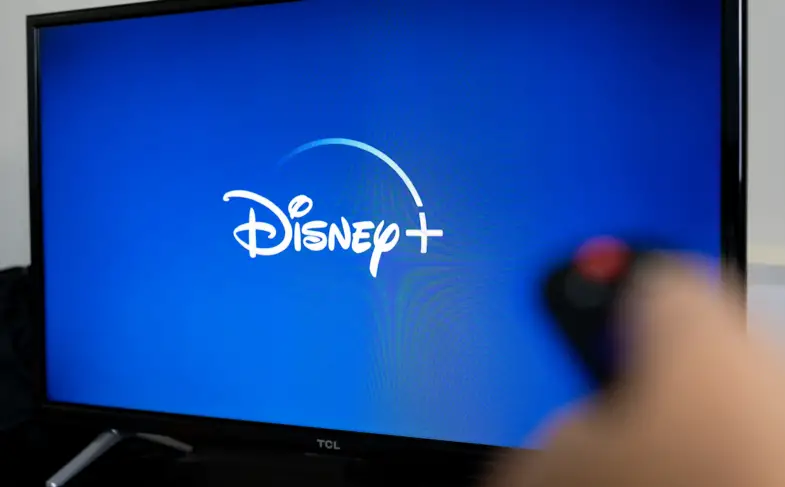 Online video streaming Disney plus screen on TV