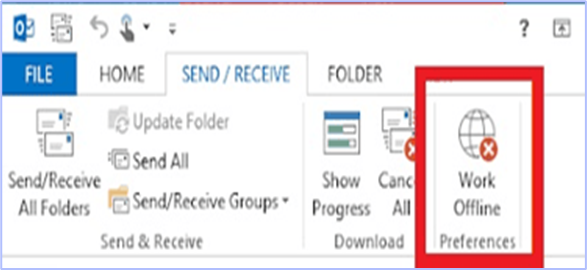 Work Offline option in Outlook