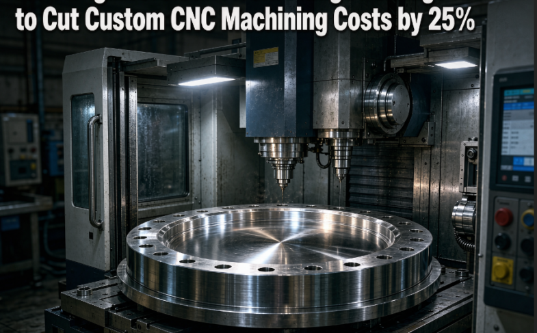 Closeup of a precision CNC machined flange sealing surface inside a premium CNC machining center.